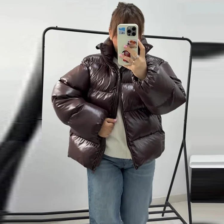 Women’s down jacket, cropped fit, shiny finish - J&B; - 13 - London-stylehouse.com