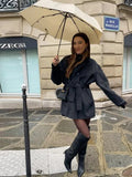 Women’s jacket with belt, relaxed fit and high collar - J&B; - 6 - London-stylehouse.com
