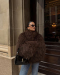 Women’s oversized faux fur jacket with a high collar and a soft drape - J&B; - 1 - London-stylehouse.com