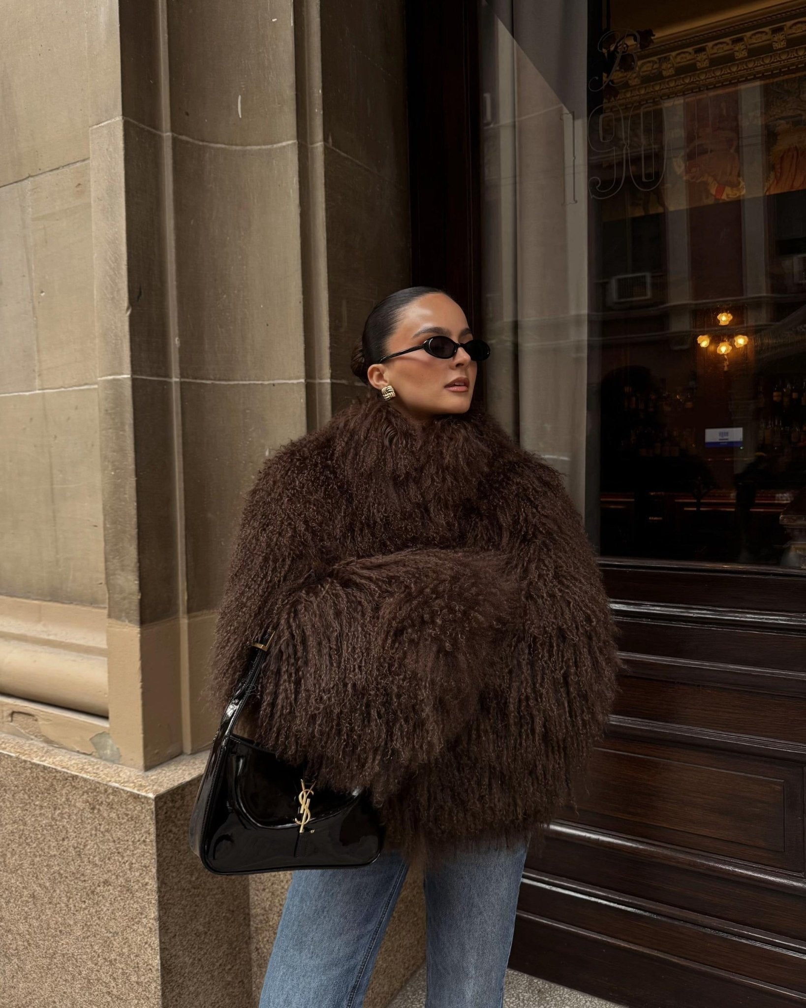 Women’s oversized faux fur jacket with a high collar and a soft drape - J&B; - 1 - London-stylehouse.com