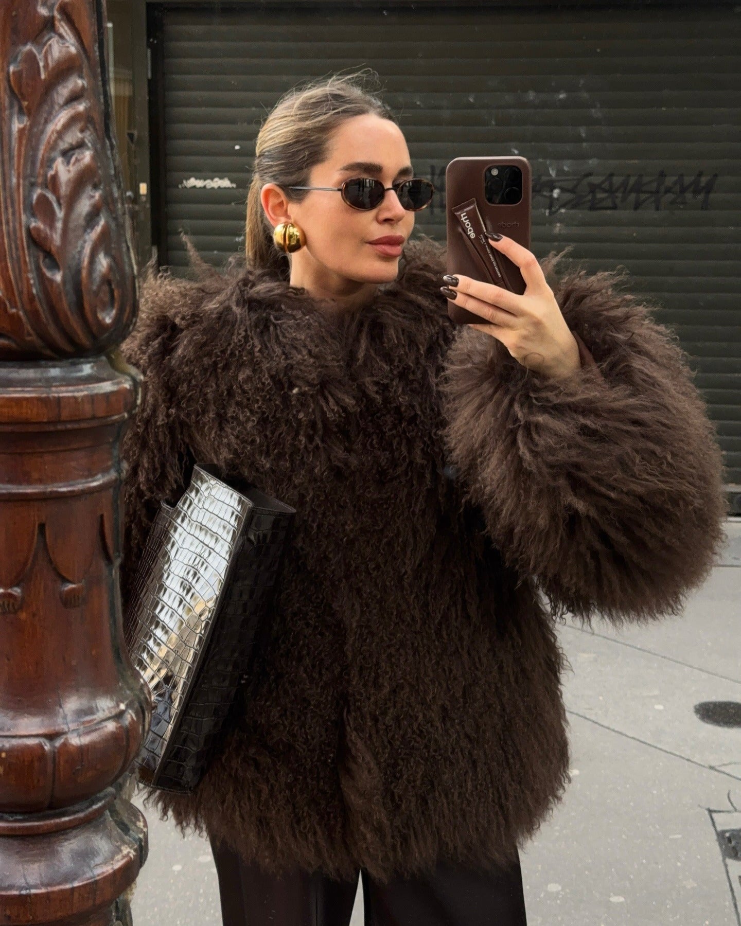 Women’s oversized faux fur jacket with a high collar and a soft drape - J&B; - 2 - London-stylehouse.com