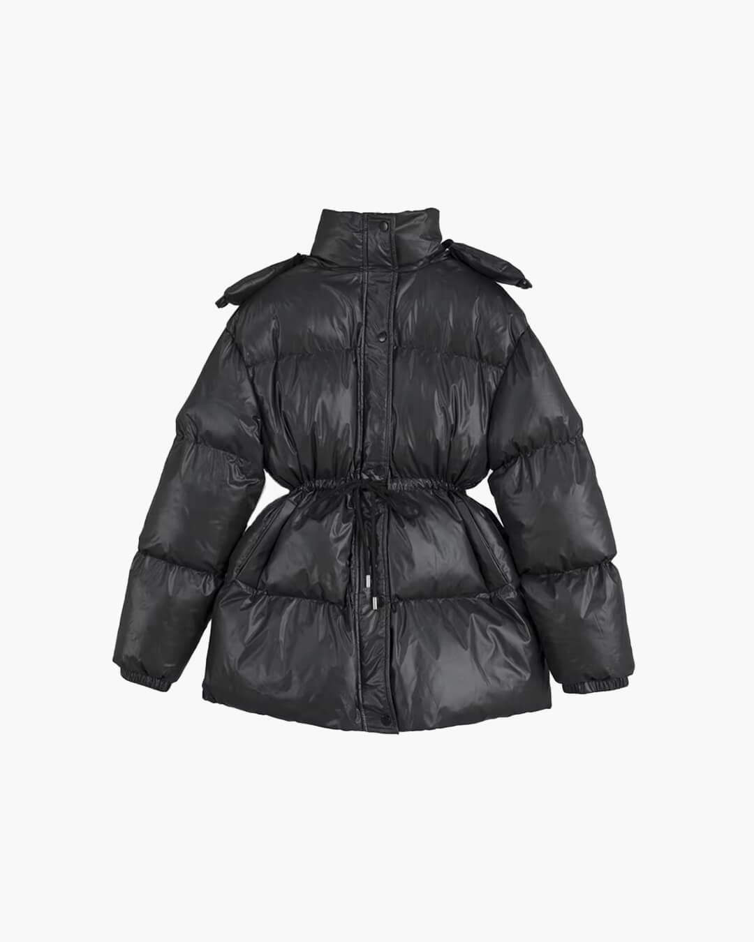 Women’s down jacket with drawstring and longline silhouette - J&B; - 2 - London-stylehouse.com