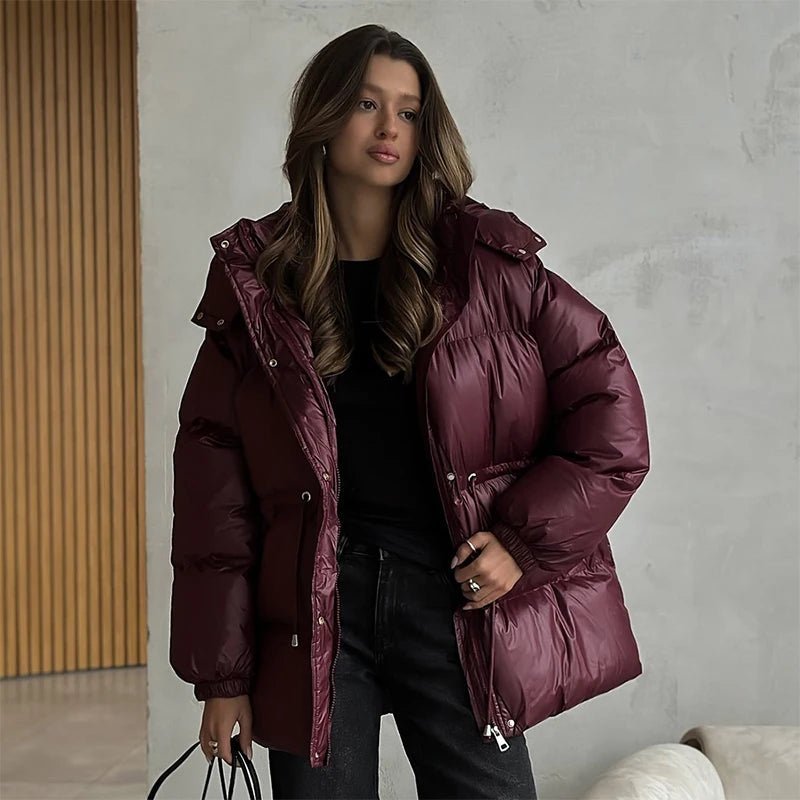 Women’s down jacket with drawstring and longline silhouette - J&B; - 3 - London-stylehouse.com
