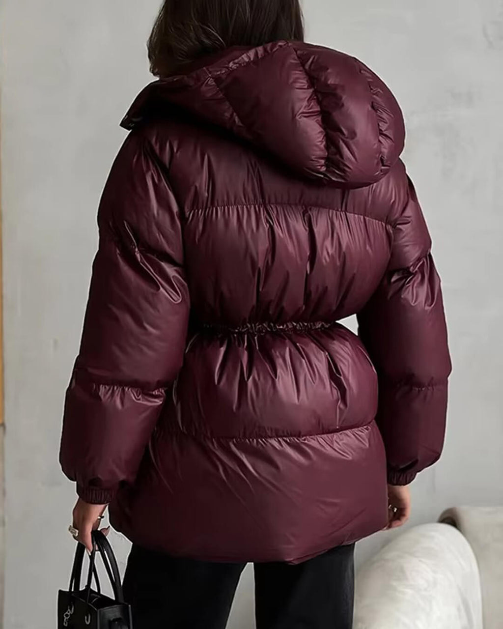 Women’s down jacket with drawstring and longline silhouette - J&B; - 4 - London-stylehouse.com