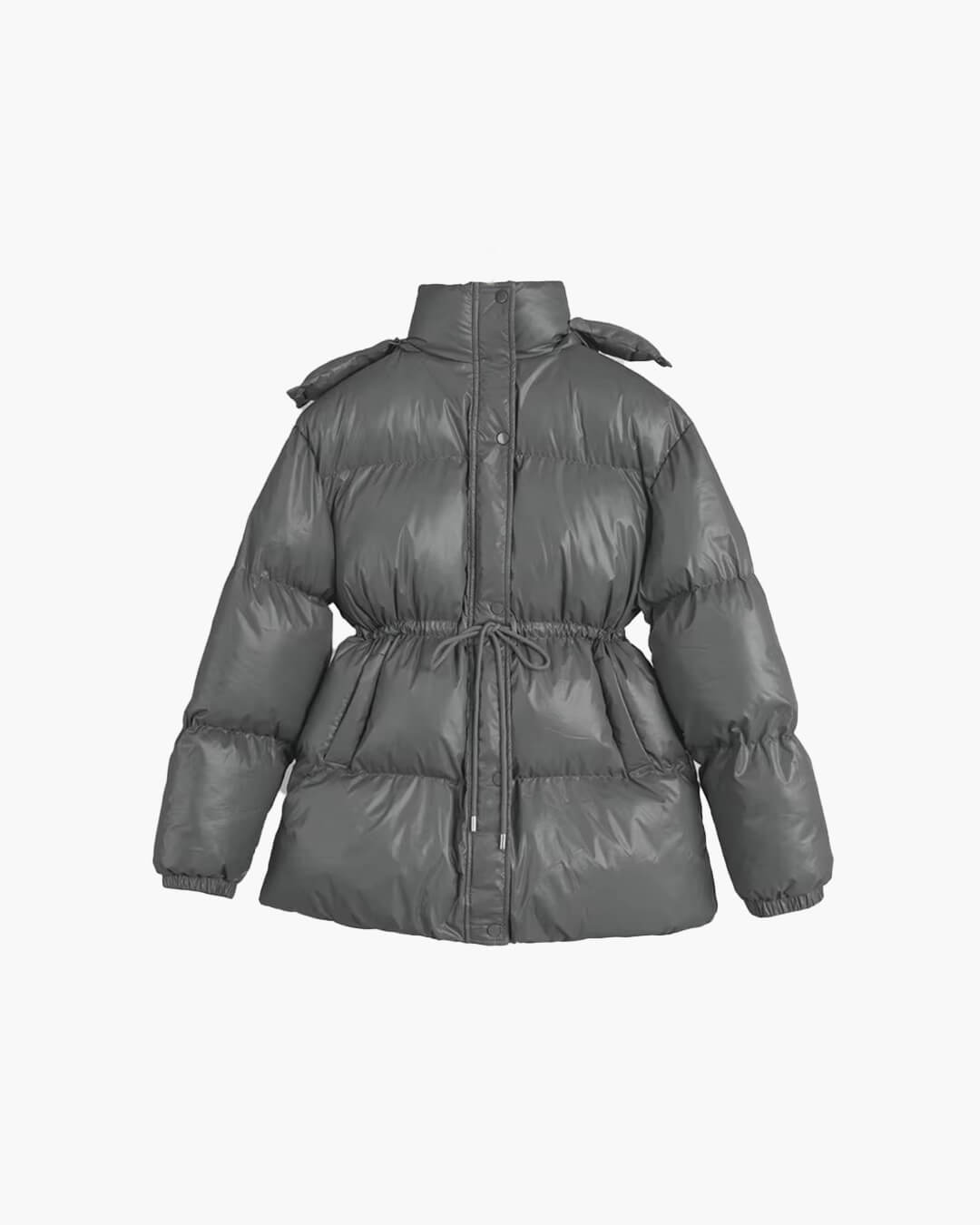 Women’s down jacket with drawstring and longline silhouette - J&B; - 8 - London-stylehouse.com