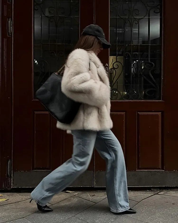 Oversized faux fur jacket for women with a cosy texture - J&B; - 8 - London-stylehouse.com