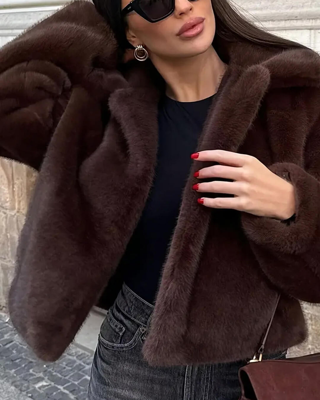 Women’s faux fur jacket, cropped, soft and elegant - J&B; - 2 - London-stylehouse.com