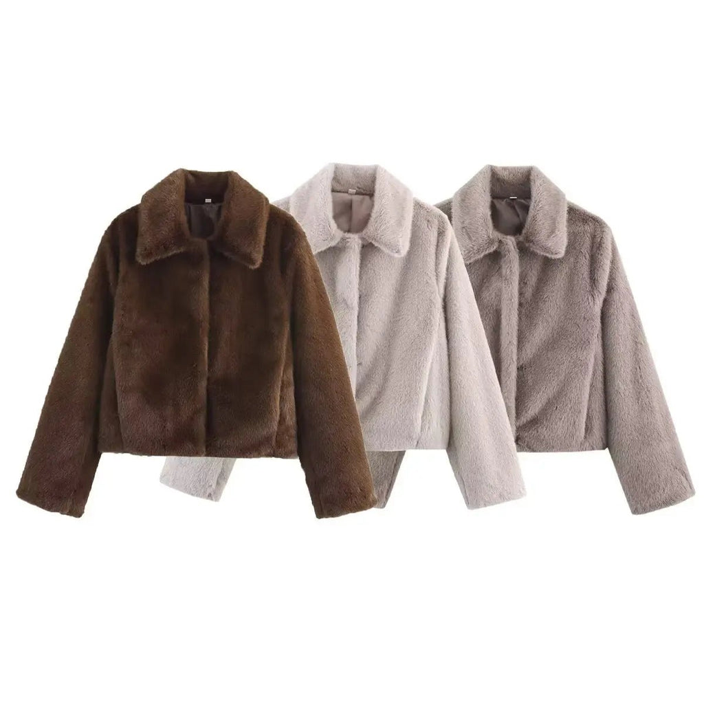 Women’s faux fur jacket, cropped, soft and elegant - J&B; - 13 - London-stylehouse.com