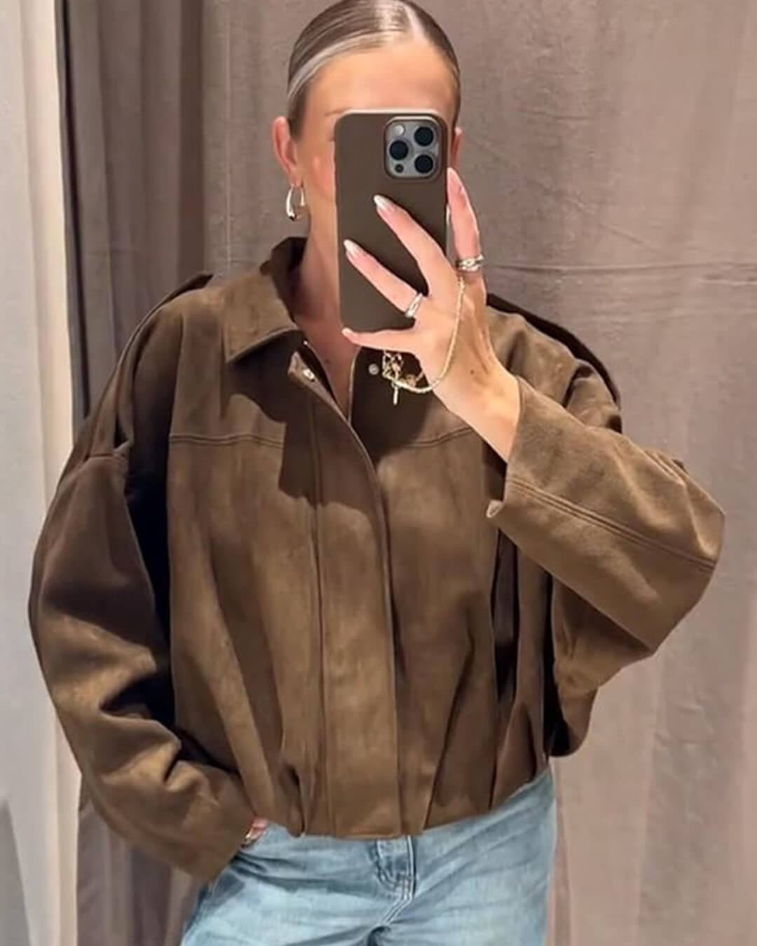 Women’s bomber jacket, oversized fit with zip - J&B; - 9 - London-stylehouse.com