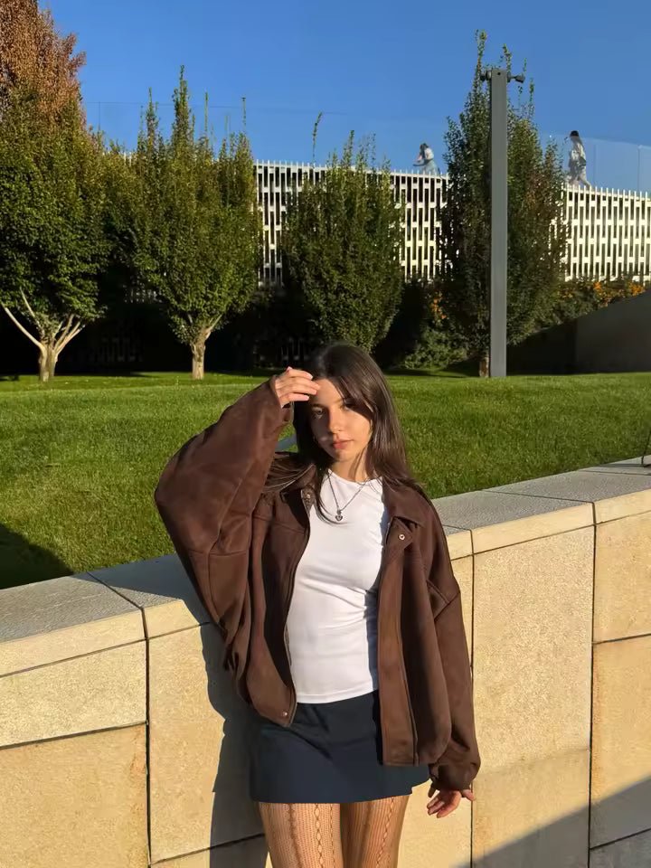 Women’s bomber jacket, oversized fit with zip - J&B; - 14 - London-stylehouse.com