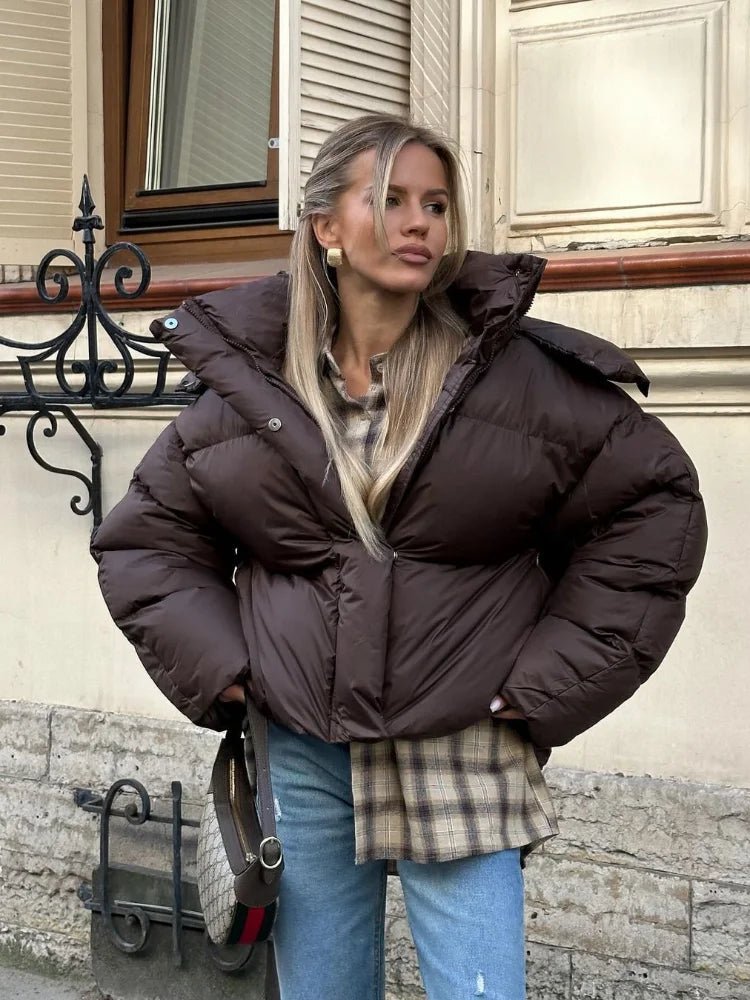 Women’s cropped puffer jacket with zip - J&B; - 1 - London-stylehouse.com