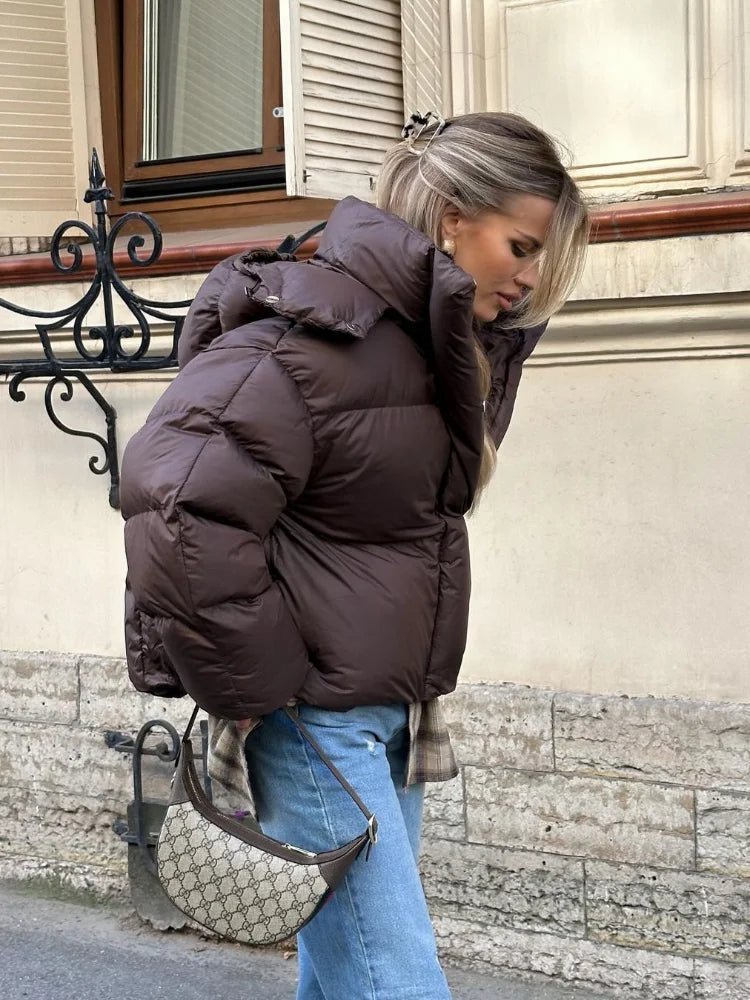 Women’s cropped puffer jacket with zip - J&B; - 2 - London-stylehouse.com