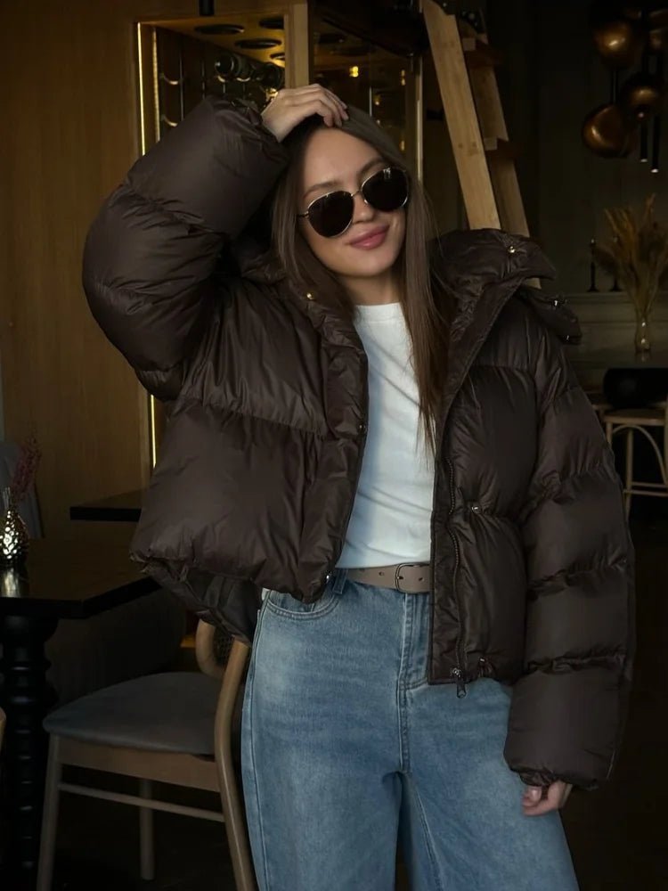 Women’s cropped puffer jacket with zip - J&B; - 3 - London-stylehouse.com
