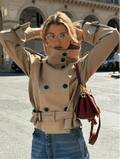 Short women’s jacket with a double-breasted button placket and belt - J&B; - 1 - London-stylehouse.com