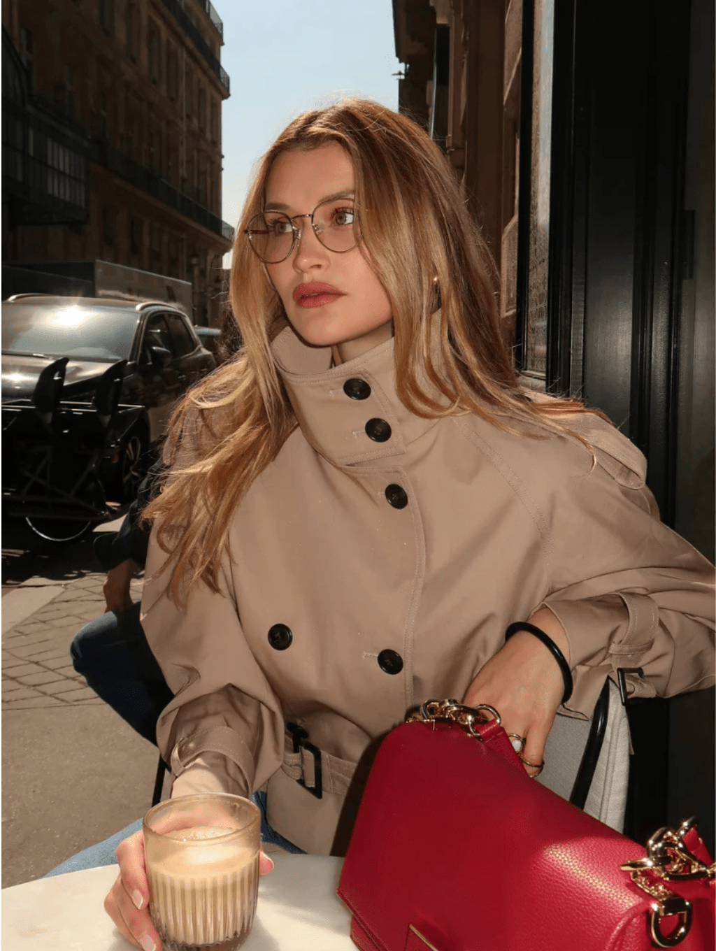 Short women’s jacket with a double-breasted button placket and belt - J&B; - 3 - London-stylehouse.com