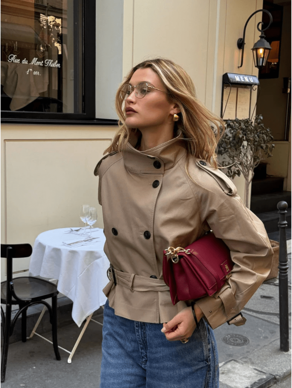 Short women’s jacket with a double-breasted button placket and belt - J&B; - 4 - London-stylehouse.com