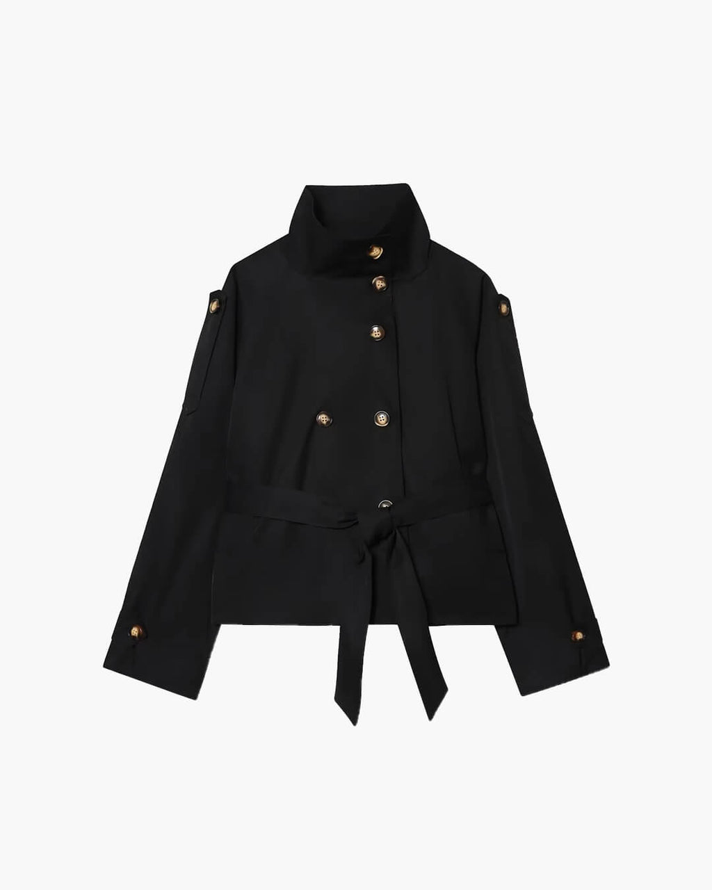Short women’s jacket with a double-breasted button placket and belt - J&B; - 7 - London-stylehouse.com