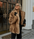 Women’s faux fur jacket with an open silhouette and a fluffy texture - J&B; - 1 - London-stylehouse.com