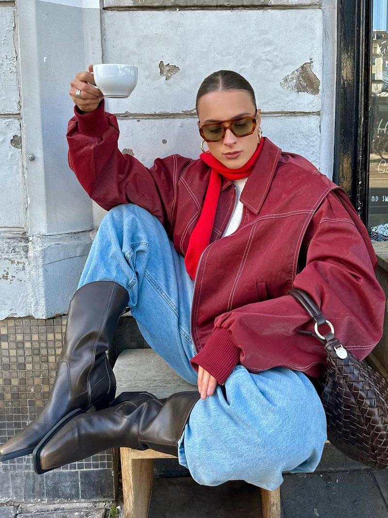 Women’s bomber jacket, oversized fit with zip - J&B; - 2 - London-stylehouse.com