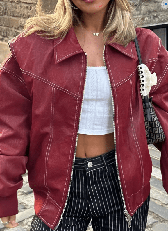 Women’s bomber jacket, oversized fit with zip - J&B; - 4 - London-stylehouse.com