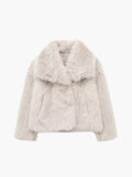 Women’s cropped faux fur jacket with an oversized collar - J&B; - 2 - London-stylehouse.com