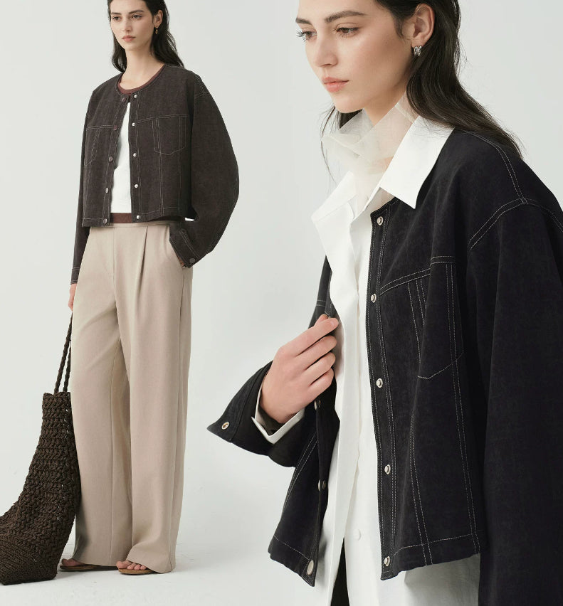 Short women’s jacket with a relaxed fit and front pockets - J&B; - 6 - London-stylehouse.com