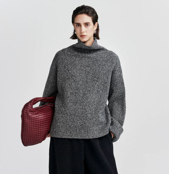 Oversized women’s jumper with a high collar and a relaxed fit - J&B; - 1 - London-stylehouse.com