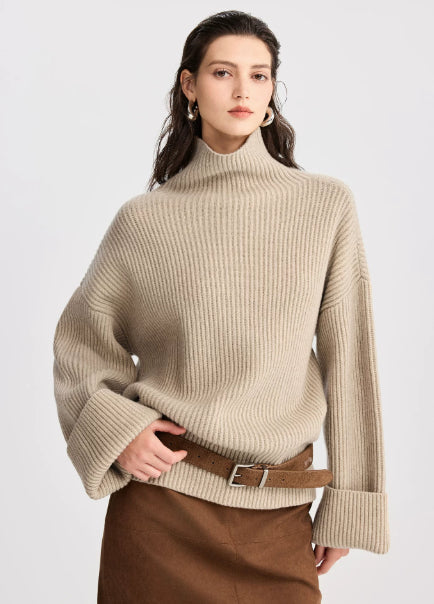 Oversized women’s jumper with a high collar and a relaxed fit - J&B; - 2 - London-stylehouse.com