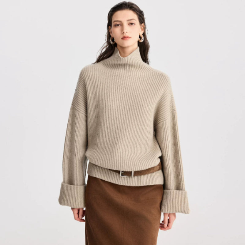 Oversized women’s jumper with a high collar and a relaxed fit - J&B; - 5 - London-stylehouse.com