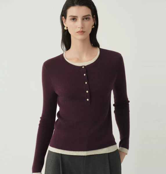 Women’s jumper with a ribbed pattern and button detailing - J&B; - 1 - London-stylehouse.com