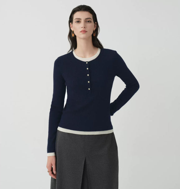 Women’s jumper with a ribbed pattern and button detailing - J&B; - 3 - London-stylehouse.com
