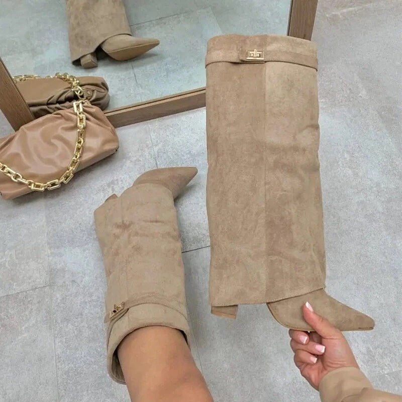 Women’s over-the-knee boots in an elegant design with block heels - J&B; - 1 - London-stylehouse.com