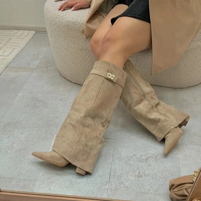 Women’s over-the-knee boots in an elegant design with block heels - J&B; - 2 - London-stylehouse.com
