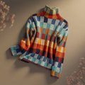 Stylish women's checked knitwear with roll neck - J&B - 1 - London-stylehouse.com