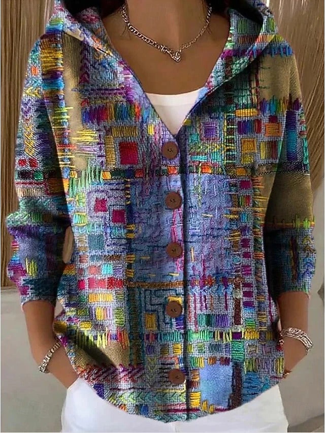 Chic Hooded Cardigan for Women with Button Closure and Distinctive Designs - J&B - 1 - London-stylehouse.com