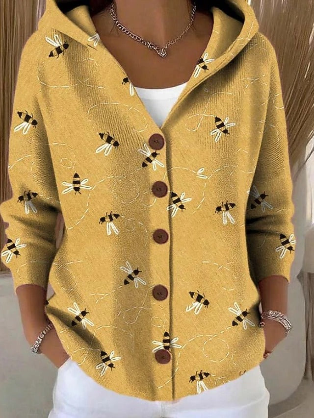 Chic Hooded Cardigan for Women with Button Closure and Distinctive Designs - J&B - 2 - London-stylehouse.com
