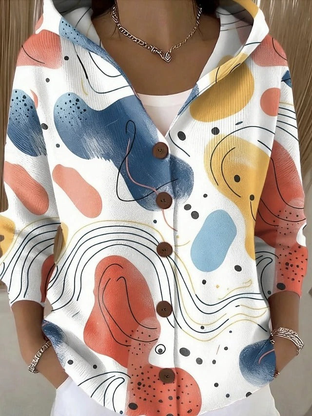 Chic Hooded Cardigan for Women with Button Closure and Distinctive Designs - J&B - 3 - London-stylehouse.com