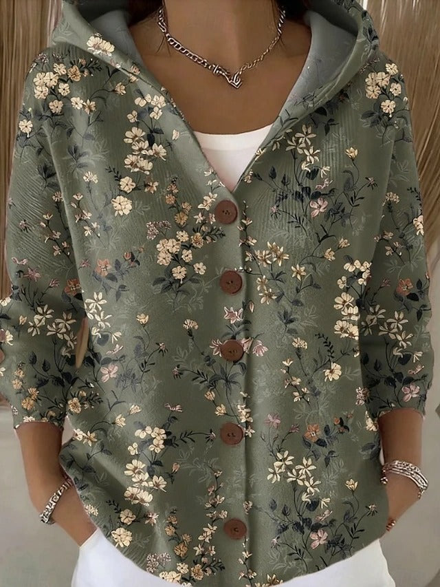 Chic Hooded Cardigan for Women with Button Closure and Distinctive Designs - J&B - 4 - London-stylehouse.com
