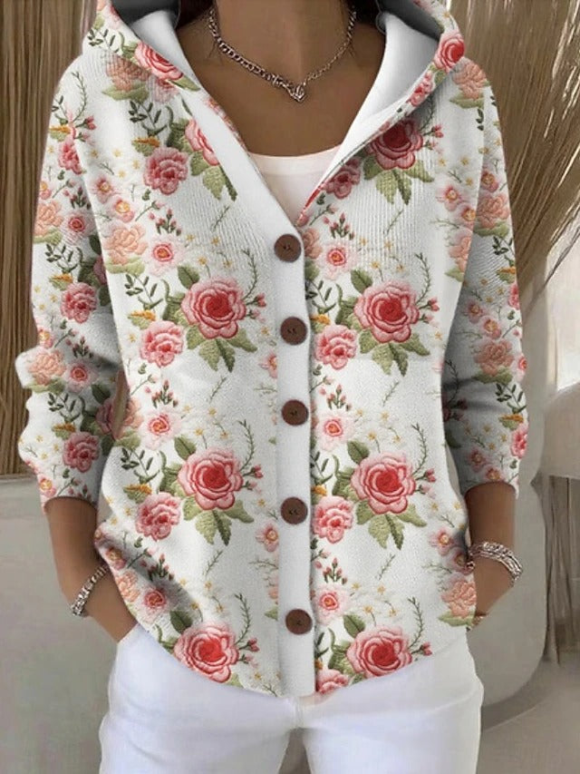 Chic Hooded Cardigan for Women with Button Closure and Distinctive Designs - J&B - 5 - London-stylehouse.com