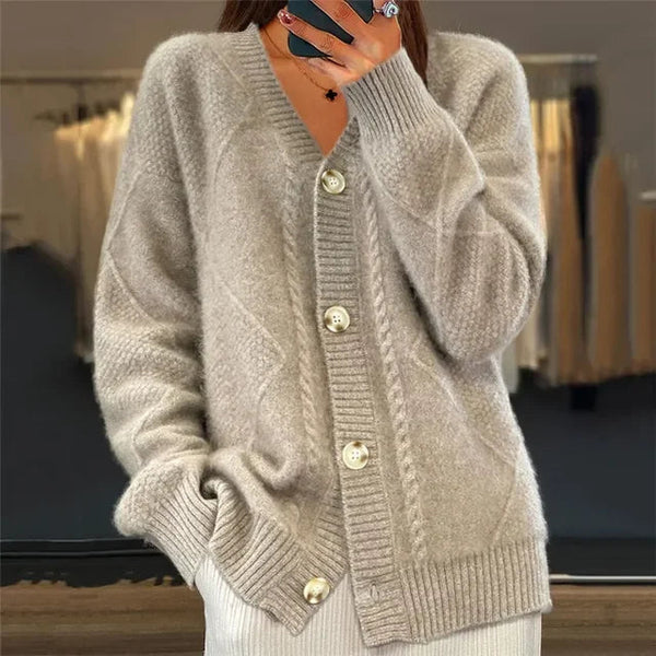 Ladies' Knitted Cardigan – Luxuriously Soft Jumper with Button Closure and Full Sleeves - J&B - 1 - London-stylehouse.com