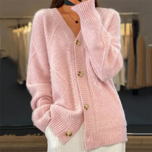 Ladies' Knitted Cardigan – Luxuriously Soft Jumper with Button Closure and Full Sleeves - J&B - 3 - London-stylehouse.com