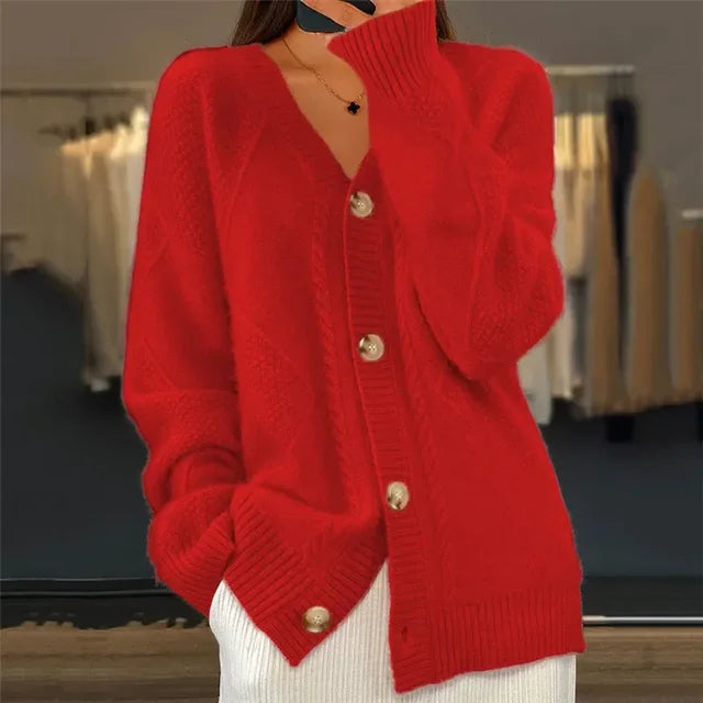 Ladies' Knitted Cardigan – Luxuriously Soft Jumper with Button Closure and Full Sleeves - J&B - 4 - London-stylehouse.com