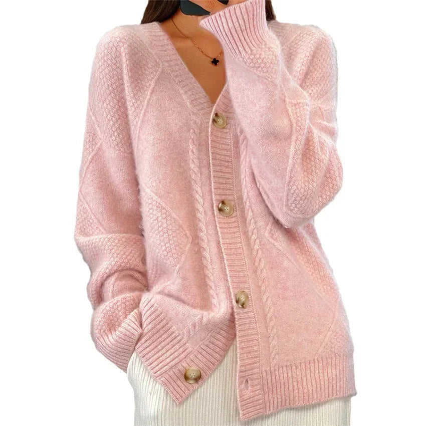 Ladies' Knitted Cardigan – Luxuriously Soft Jumper with Button Closure and Full Sleeves - J&B - 9 - London-stylehouse.com