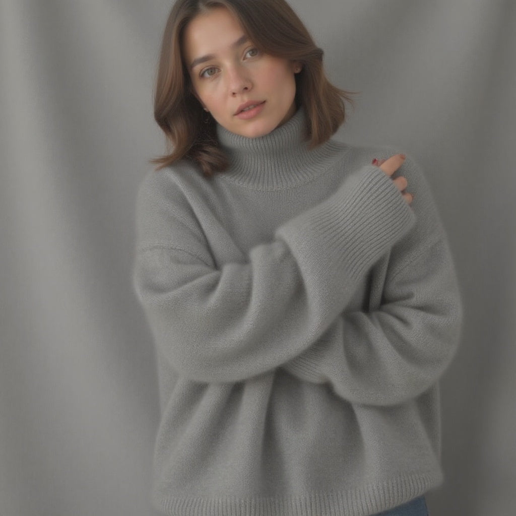 Luxurious oversized cashmere sweater for women with a chic roll neck – Soft and cosy - J&B - 11 - London-stylehouse.com