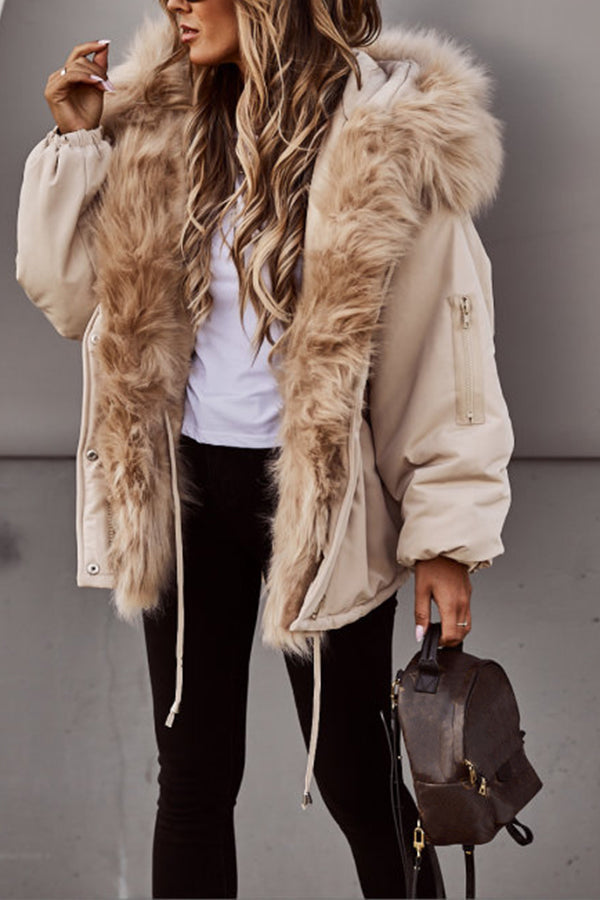 Chic Women's Cropped Parka with Faux Fur Hood - J&B - 2 - London-stylehouse.com