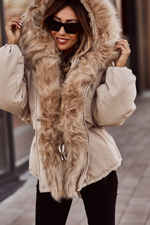 Chic Women's Cropped Parka with Faux Fur Hood - J&B - 3 - London-stylehouse.com