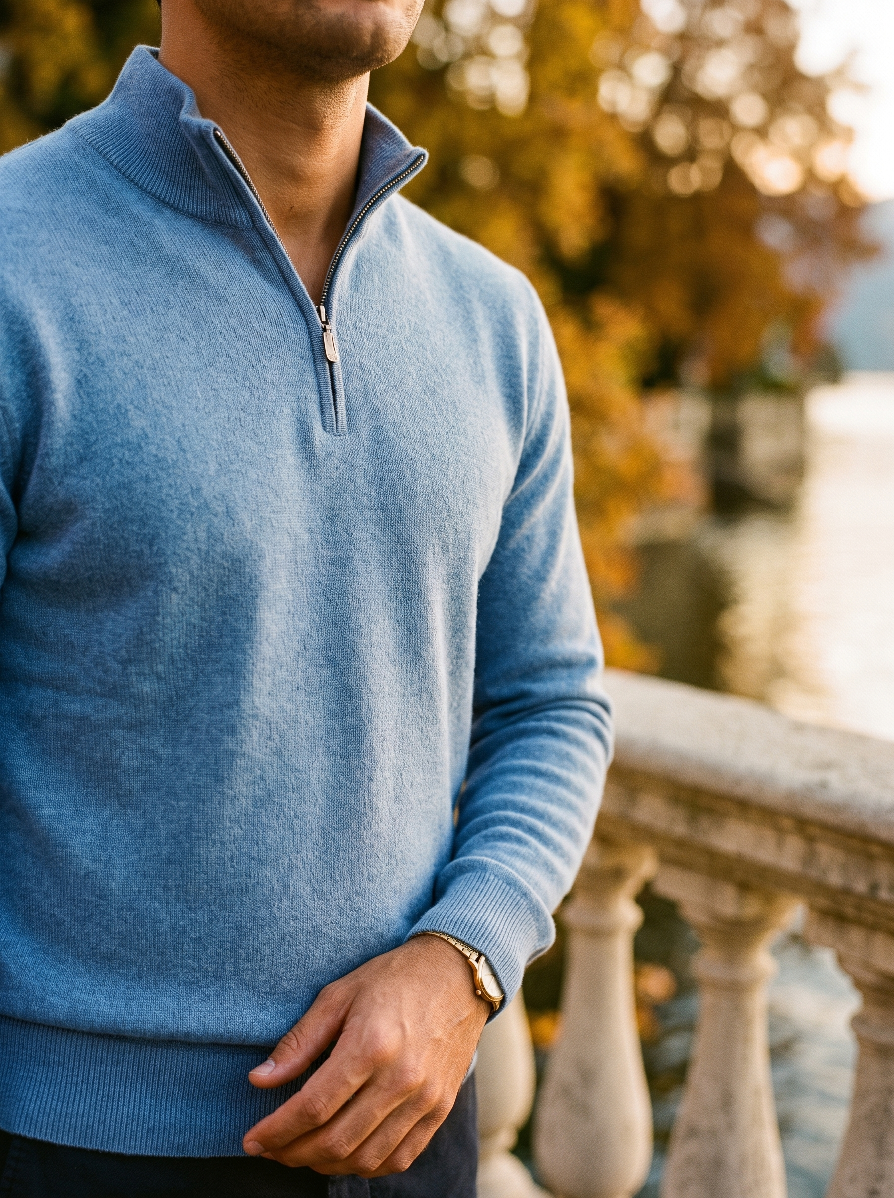 J&B Men's High-Collar Half-Zip Sweater - 3 - London-stylehouse.com
