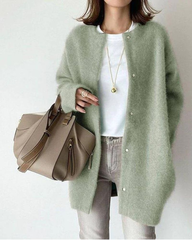 Chic Button-Down Women's Cardigan with Relaxed Fit - J&B - 2 - London-stylehouse.com