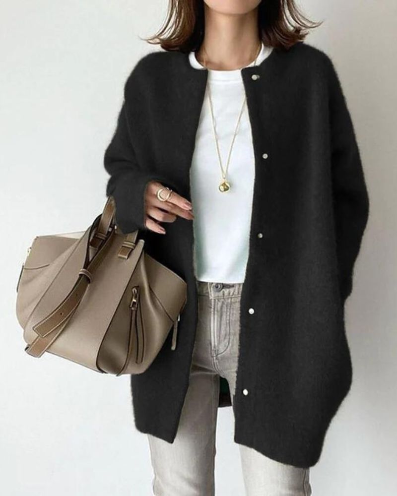 Chic Button-Down Women's Cardigan with Relaxed Fit - J&B - 3 - London-stylehouse.com