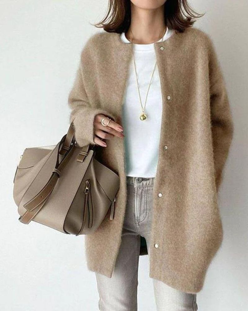 Chic Button-Down Women's Cardigan with Relaxed Fit - J&B - 7 - London-stylehouse.com